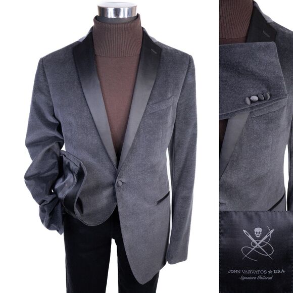 John Varvatos Signature Tailored Tuxedo Jacket blazer Sz 44L Cotton Stretch EUC - Picture 1 of 14